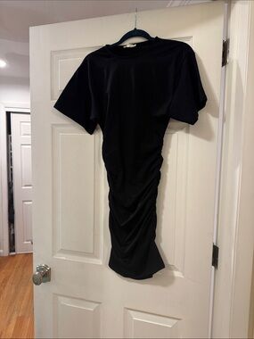 Zara Black Ruched Midi Dress
